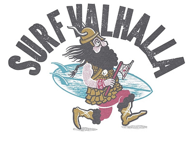 Viking Surf austrian illustrator beachlife comic illustration illustrator logo netflix procreate surf surfboard surfer surfer dude viking vikingsvalhalla