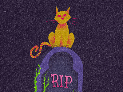 Graveyard cat austrian illustrator cat cat illustration cementary graveyard illustration photoshop procreate rip tomb