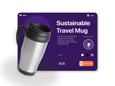Travel Mug Product product design shopping shopping cart web design webdesign