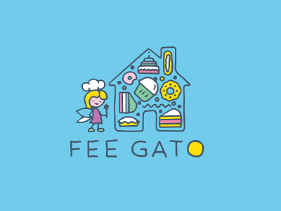 Fee Gato Logo Design bakery branding cafe emblem food identity illustration logo mascot pictorialmark restaurant wordmark