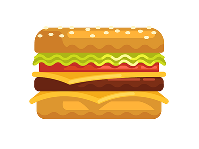 Hamburger beef cartoon cheese fast fastfood flat food hamburger illustration salad tomato vector