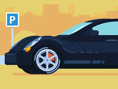 Sportcar, front part auto car flat illustration machine sportcar transport vector