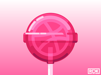Lollipop with Dribbble flavor candy chupa chups dribbble flavor illustration juicy lollipop pink strawberry tasty vector