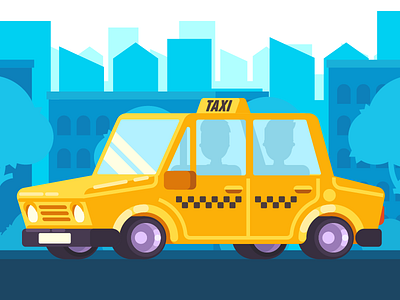 Taxi Car car city explainer flat illustration radikz vector venichle video