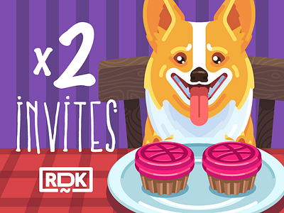 Join to Dribbble family! cake cupcake dogs dribbble dribbbleinvite flat giveaway illustration invite radikz vector