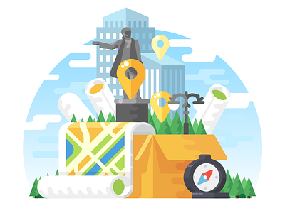 Download Maps Illustration box city compass download icon illustration illustrations map mapsme monument radikz statue