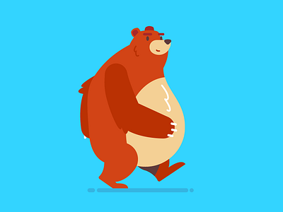 Walking bear bear cartoon character vector walk