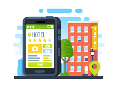 Hotel Booking in MAPS.ME app city clouds hotel icon illustration iphone local mobile phone sky tree