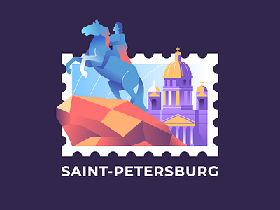 Saint-Petersburg | Postage Stamp city geo illustration mark petersburg stamp sticker