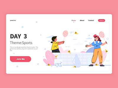 Sports design flat illustration landing page landing page design minimal ui vector web website