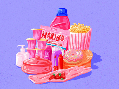 Pink products colorful art drawing drawing challenge drawingart food art illustrator pink pink and purple procreate stilllife