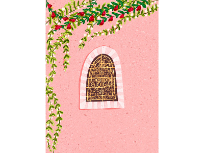 Moroccan window colorful art design digital illustration food food art ipad morroco pink plants procreate sketch vines window