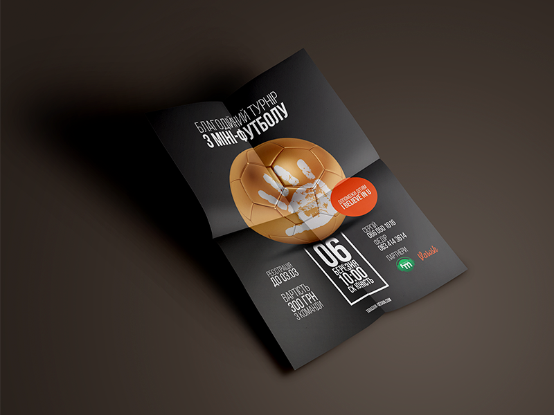 Flyer for Charity Football Tourtament football soccer ball black gold sport dark charity hand flyer