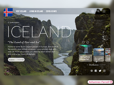 Iceland Web adobe photoshop adobe xd codepen concept design frontend glass glass ui glassmorphism iceland landing page ui uiux uiuxdesign ux web design web ui webdeveloper website website design