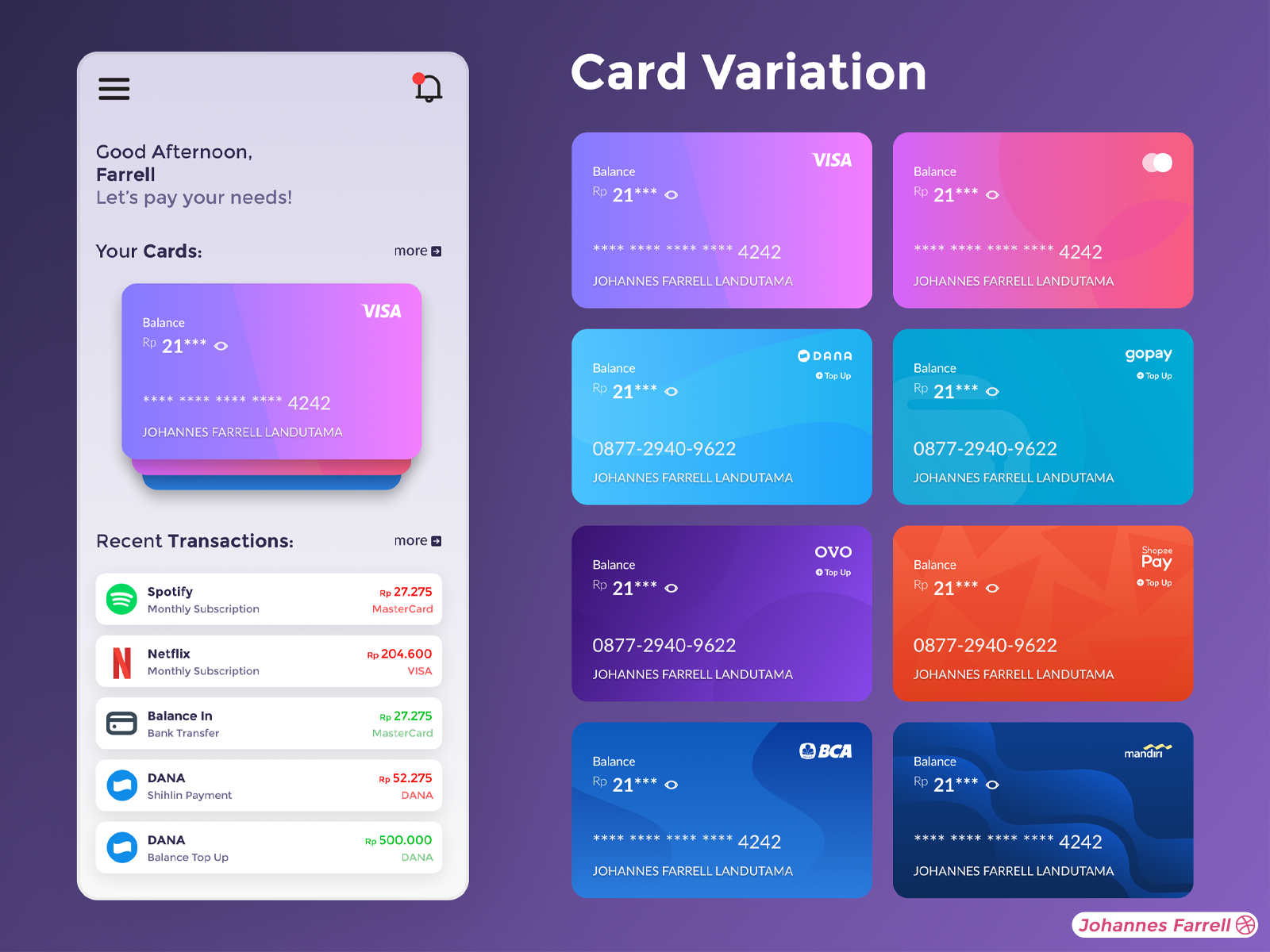 Digital Wallet (Card Design) by Johannes Farrell on Dribbble