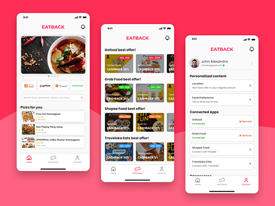 Shopback Inspired Apps for Food 🍴 adobe xd branding concept design figma food apps food delivery logo minimalist mobile mobile apps mockups pink shopback ui ui design ui ux uiux ux web