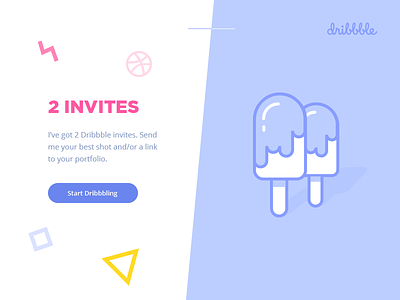 2 Dribbble Invites dribbble icecream invitation invite popsicle screen split split screen