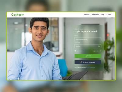 Login Page for Cashcow Fintech