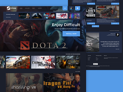 Web Design - Steam app design dota2 redesign steam ui ux website design