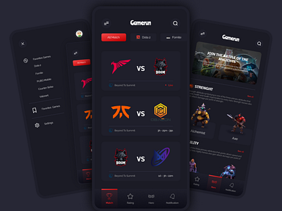 Live Stream (Gamerun) - Mobile app design dota dota 2 games live live streaming mobile ui ux