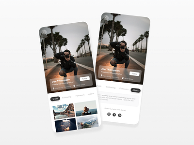 Photography Showcase App - User Profile app design typography ui ux