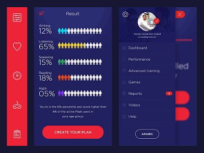 BrainFall app dubai icons iphone menu mobile pakistan pixel pixelzeesh profile ui ux