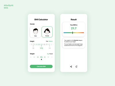 Calculator. Daily UI: 004 bmi bmi calculator calculator dailyui dailyui004 dailyuichallenge female illustration male mobile app mobile app design mobile design mobile ui ui ui ux design uidesign uiux