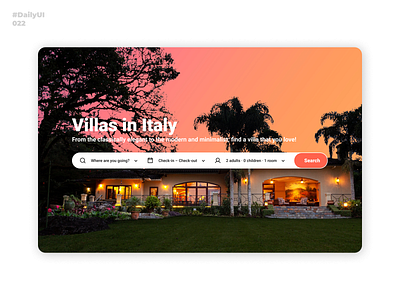 Search. Daily UI: 022 booking daily 100 challenge dailyui dailyui001 dailyui002 dailyui022 dailyuichallenge holiday italy search uidesign uiux villa webdesign