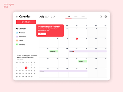 Calendar: Daily UI: 038 038 calendar creative dailyui dailyui001 dailyui038 dailyuichallenge date design uidesign