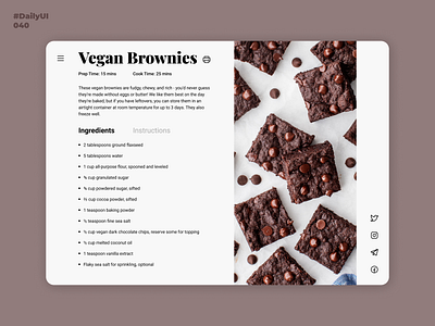 Recipe. Daily UI: 040 040 dailyui dailyui001 dailyui002 dailyui040 dailyuichallenge design recipe recipe card uidesign uiux uiuxdesign