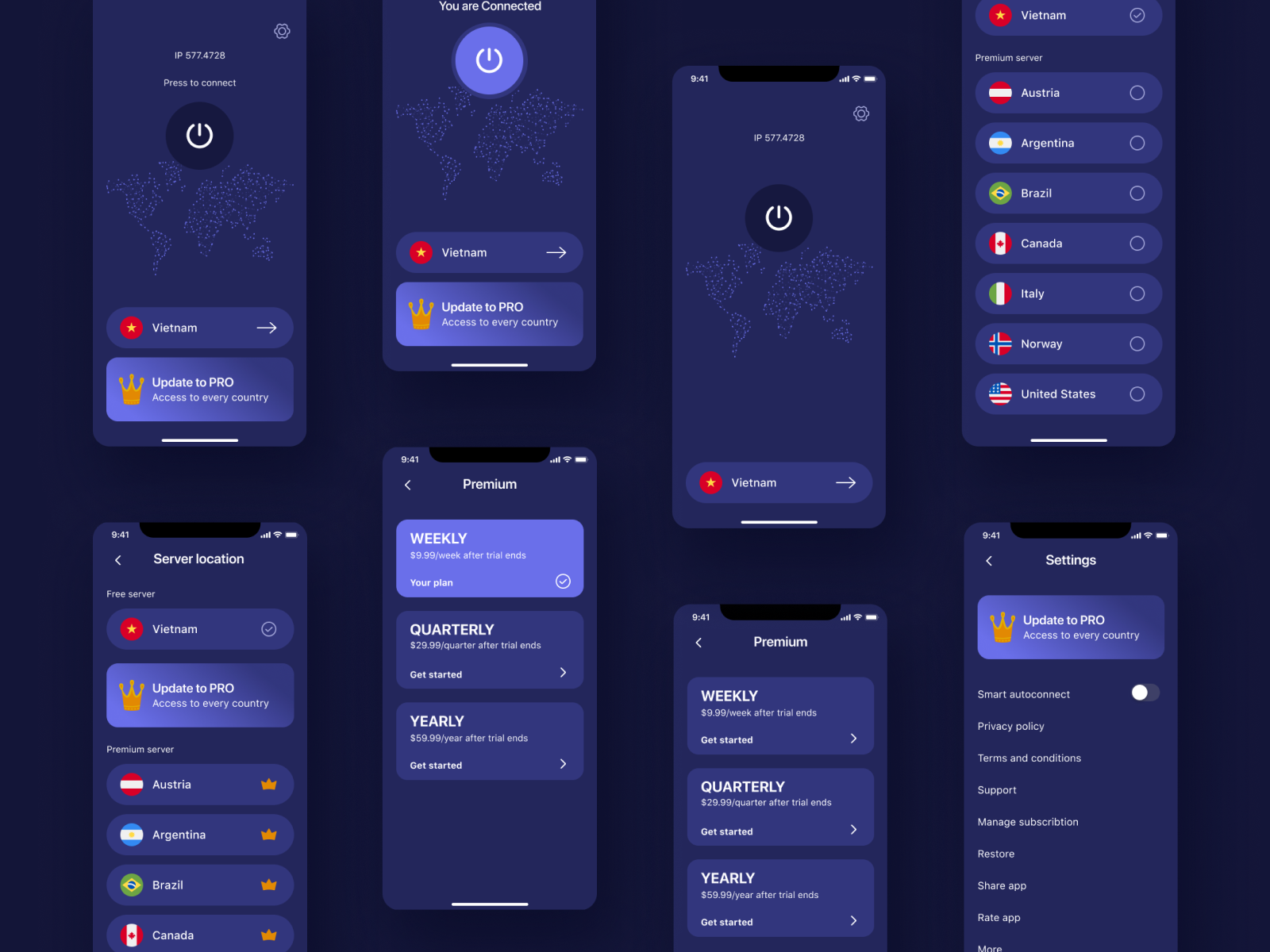 VPN Mobile App by Alina Neklesa on Dribbble