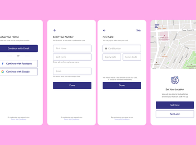 Pick me up , registration and onboarding pages branding design ui ux