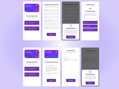 Card Request Screens graphic design ui