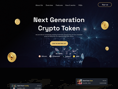 Crypto token Landing page crypto ui web3