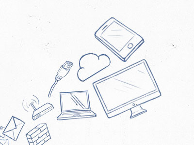 simple illustrations illustration phone mobile rj45 network imac laptop notebook cloud router wall brick mail