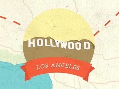 Los Angeles hollywood illustration la los angeles map usa