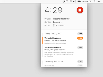 Menubar Time Tracker By Thomas Aull On Dribbble