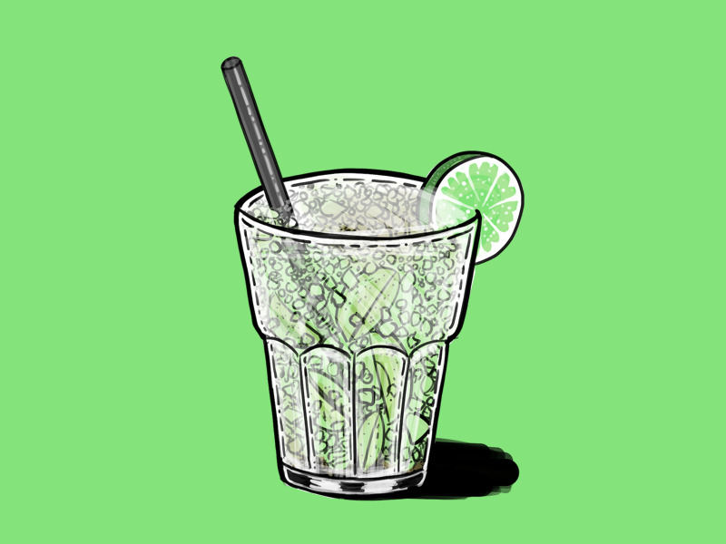 Caipirinha caipi green line illustration cocktail caipirinha