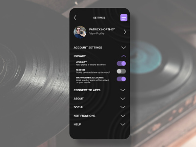 DAILY UI :: 007 app daily ui dailyui music settings settings page settings ui ui ux