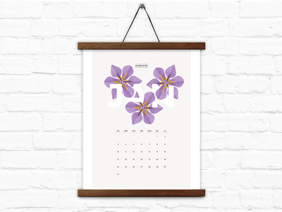 January Flower in Action calendar flower irish mockup month purple