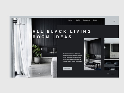 dark interior design landing page design flat minimal ui ux web website