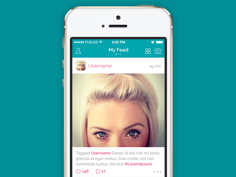 Liking Interaction GIF gif heart like feed app icon colour iphone ui ux ios image