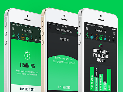 It's Live app fitness green interface iphone ui ux