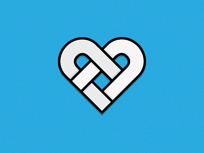 Heart Logo a black blue branding design entwined grey heart identity logo mark shadow link