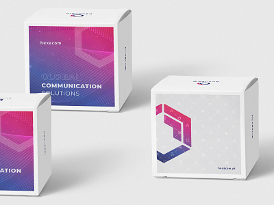 Packaging - Hexacom box branding communication geometry gradient hexagon logo packaging packaging design pink purple