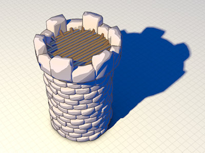 Tower 3d c4d cel shader toon tower