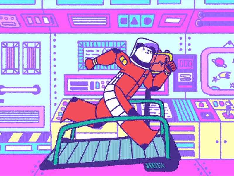 Treadmill... in space? animation frame by frame framebyframe rocketpanda space space age walkcycle