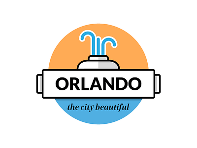 Orlando, the City Beautiful badge city cityscape design fountain illustration orlando