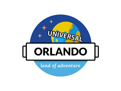 Orlando,Land of Adventure badge city design illustration orlando star theme park universal universal studios