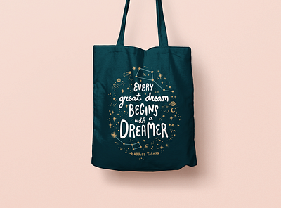 Every great dream begins with a dreamer branding flat illustration typography